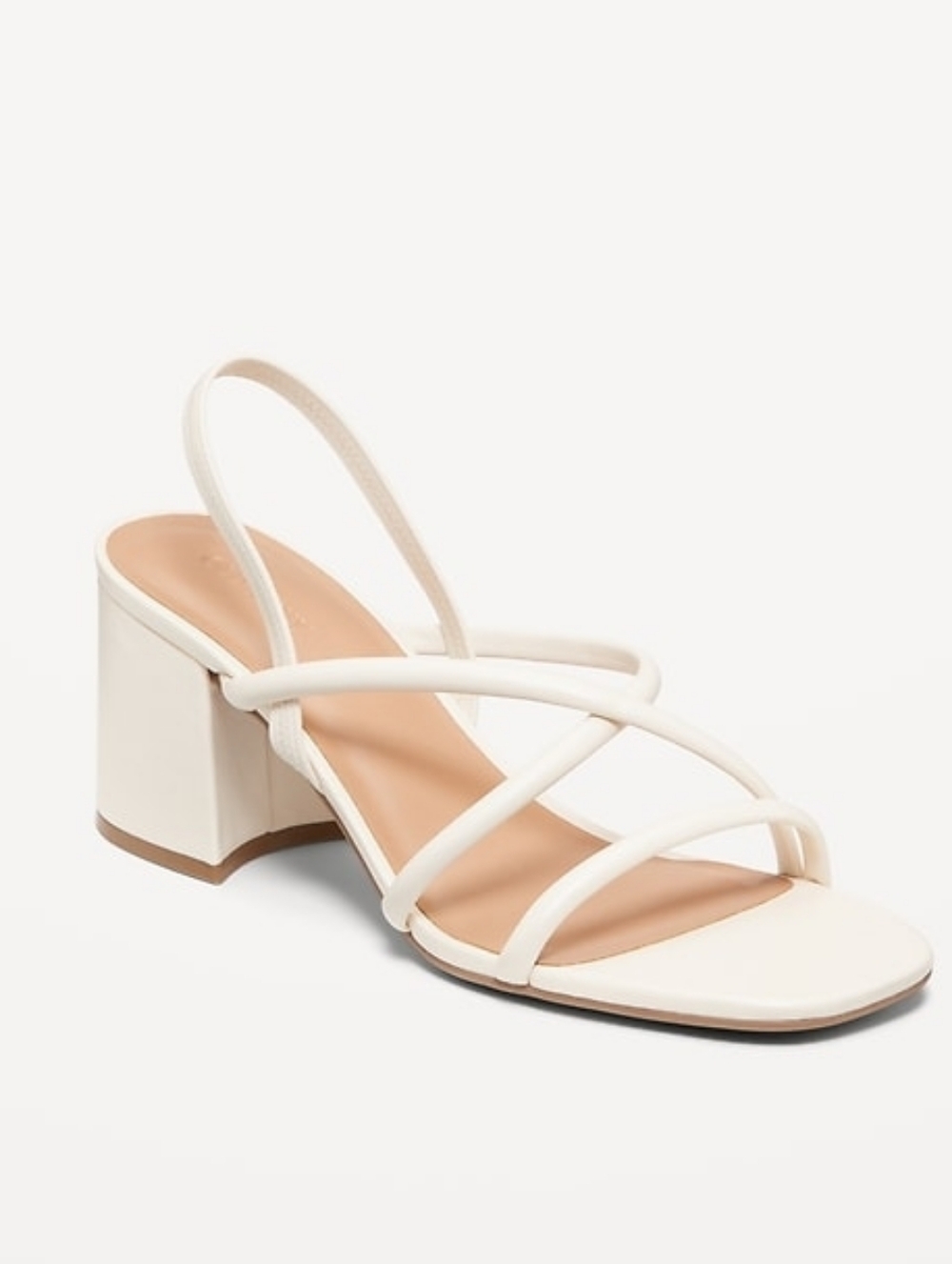 NWT Old Navy White/Cream Strappy Block Heel Sandals